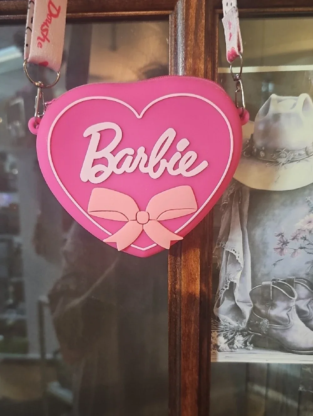 Barbie Hot Pink Heart Crossbody Bag with Bow Detail